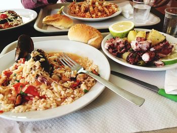 Close-up of food served in plate