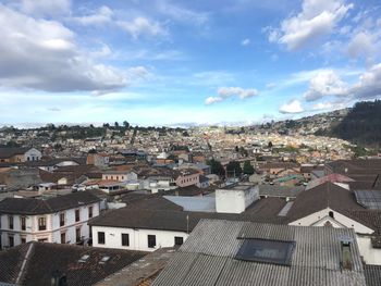 High angle view of townscape against sky