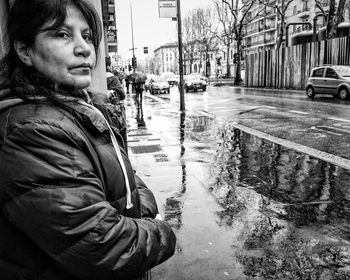 View of city at night