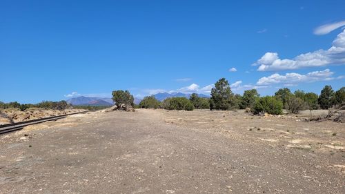 Scenic view of landscape against blue sky