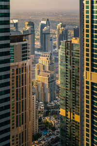 High angle view of buildings in city