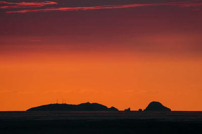 Silhouette landscape against scenic sky