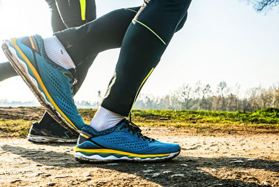 Jogging scene in a public park