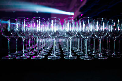 View of wine glasses on table