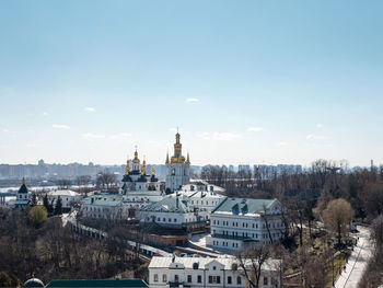 High angle view of buildings in city