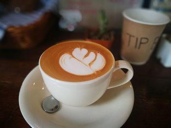 Close-up of coffee on table