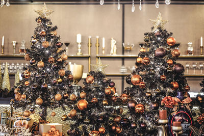 Christmas decorations on table