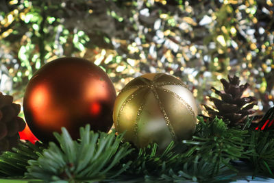 Close-up of christmas decorations