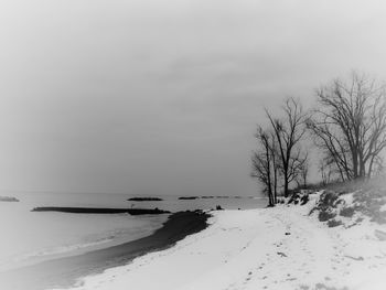 Scenic view of sea against sky during winter