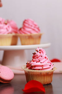 Close-up of cupcakes on table