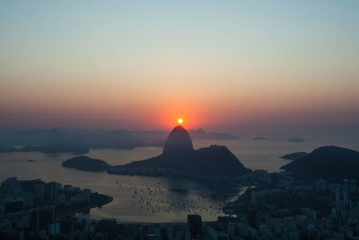 View of cityscape at sunset