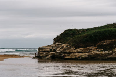 The beach of galizano in the cantabric coast