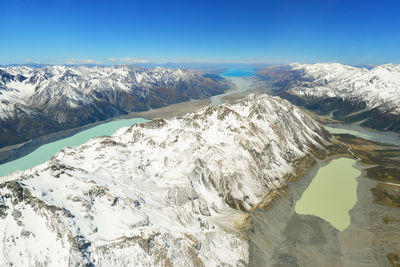 Scenic view of snowcapped mountains at mt cook national park