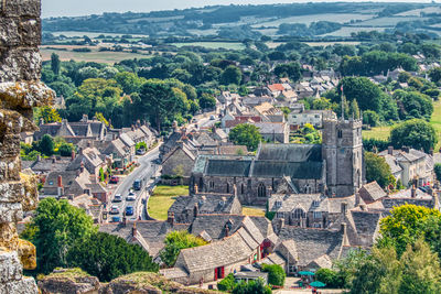 High angle view of buildings