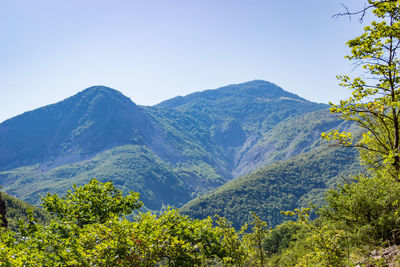 Scenic view of mountains against clear sky