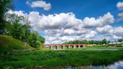 Bridge over river against sky