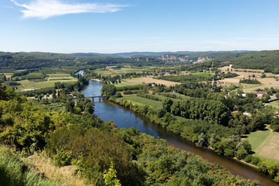 High angle view of river passing through countryside