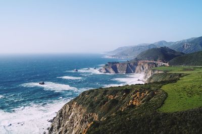 Scenic view of sea against clear sky