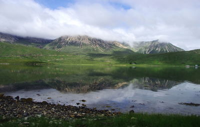 Scenic view of lake against sky