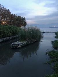 Scenic view of lake against sky