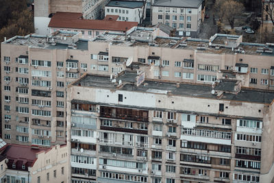 High angle view of buildings in town