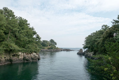 Scenic view of lake against sky