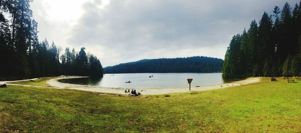 Scenic view of lake against sky