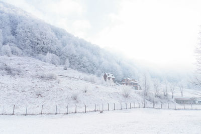 Snow covered mountain against sky