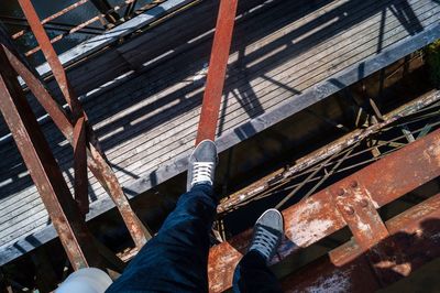 Low section of man working at construction site