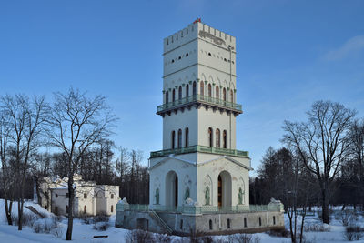 Building against sky during winter