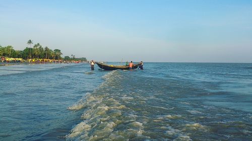 Scenic view of sea against clear sky