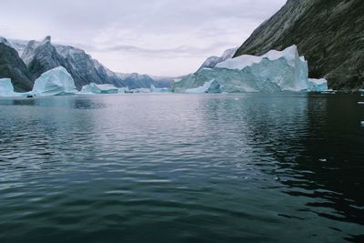 Scenic view of frozen lake against sky