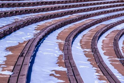 High angle view of frozen water