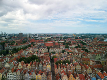 High angle view of buildings in city