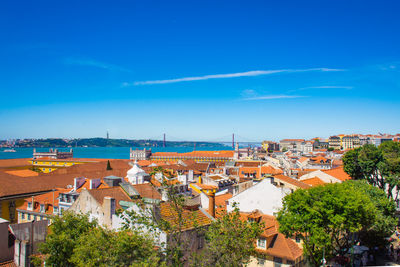 High angle view of townscape against sky