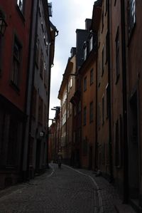 Narrow alley amidst buildings in city