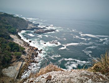 High angle view of beach against sky