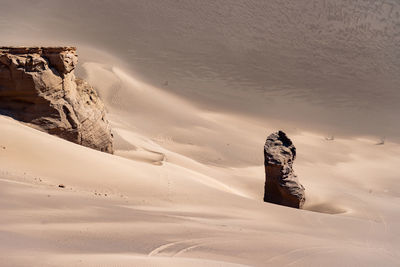 The formation of kaluts or sand stones or yardang in dasht e lut or sahara desert, iran. 