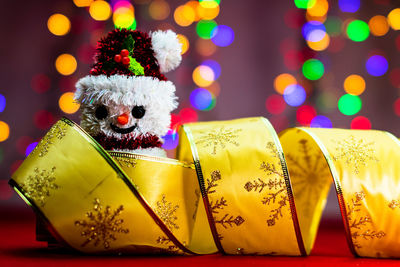 Close-up of illuminated christmas decorations