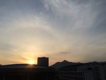 Buildings at sunset