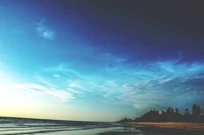 Scenic view of sea against sky at sunset