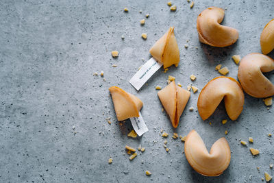 Fortune cookies on grey background