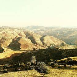 Scenic view of mountains against clear sky