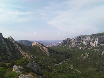 Scenic view of mountains against sky