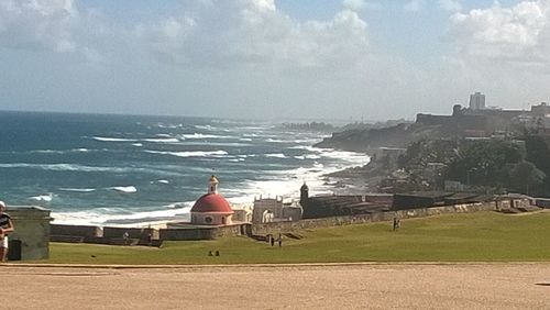 View of sea against cloudy sky