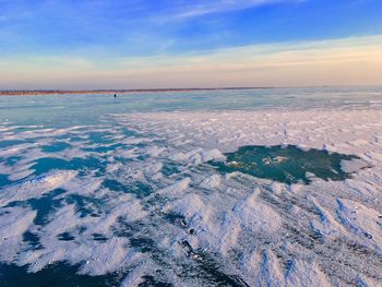 Scenic view of sea against sky during sunset