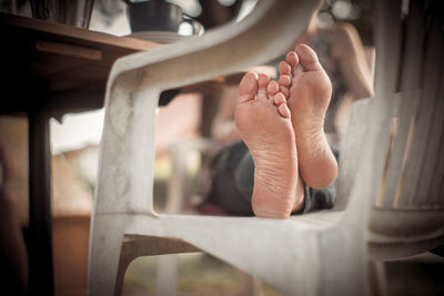 Low section of person in bus