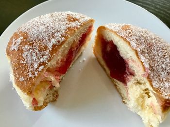 High angle view of bread in plate