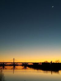 Scenic view of silhouette bridge against sky during sunset