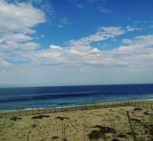 Scenic view of sea against cloudy sky